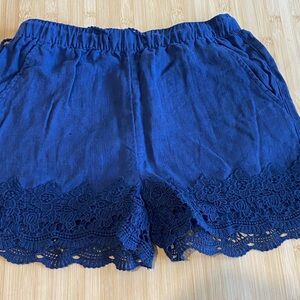 Cynthia Rowley Navy Lace-Trim High Waist Shorts